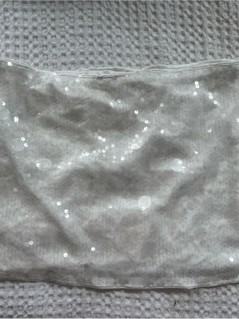 White Sequin Tube Top